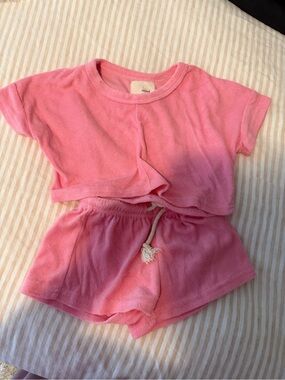 Pink Kids Matching Terry Two-Piece Set